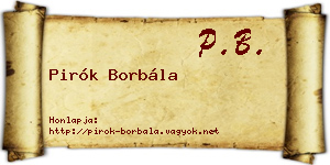 Pirók Borbála névjegykártya